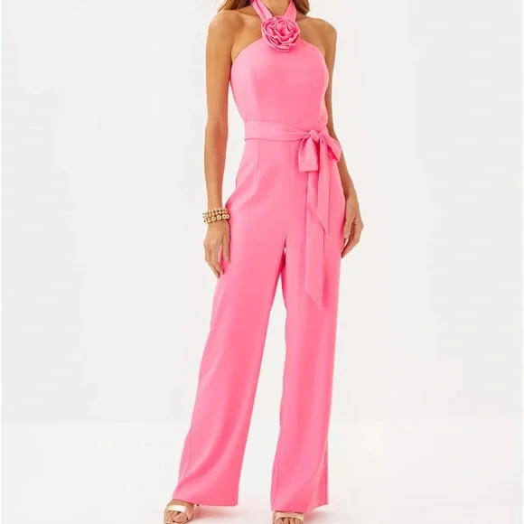 NWT Elegant Pink Lilly Pulitzer Connie Halter Jumpsuit - Picture 1 of 4